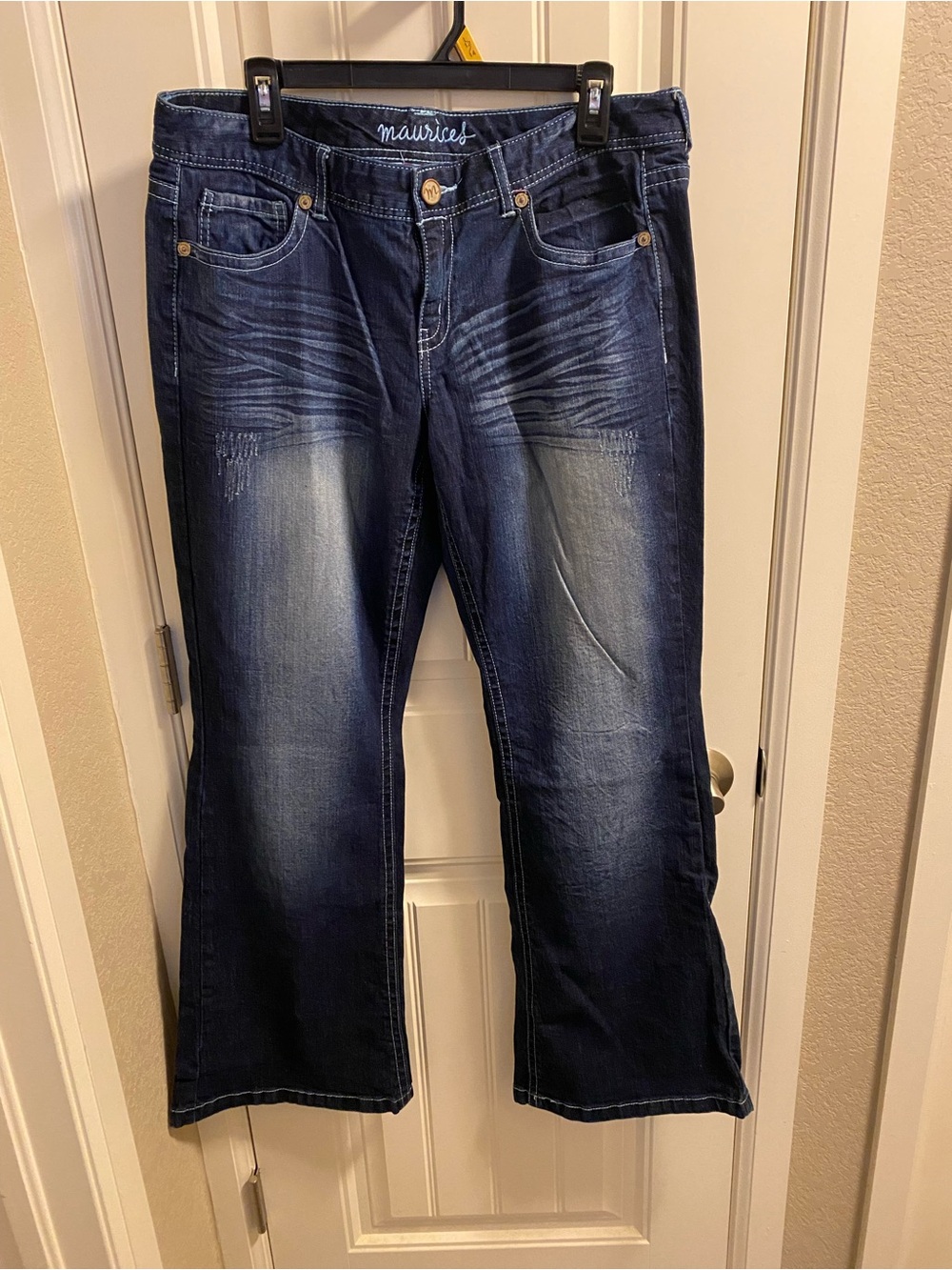 Maurices Jeans 13 14 Wide Leg Flare Stretch Dark Blue Denim